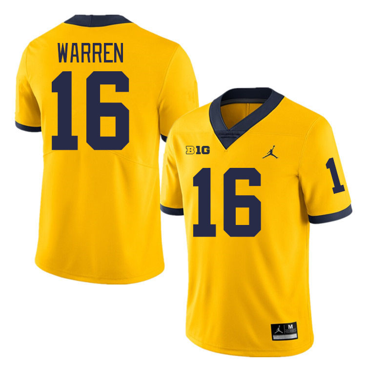 Davis Warren Michigan Jersey,Michigan Wolverines #16 Davis Warren Jersey Youth-Maize